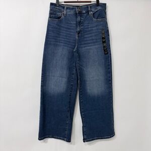NWT Banana Republic Wide Leg Jeans Womens 30/10 Blue Med Wash High Rise Stretch
